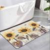 Elegant Sunflower Bath Mat for Tub,Non Slip Bathroom Floor Runner Rug Quick Dry & Absorbent Diatomaceous Earth Kitchen Room Shower Sink Washable Doormat,Rustic Chic Bee Butter-fly Newspaper 24"x36" view 1