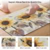 Elegant Sunflower Bath Mat for Tub,Non Slip Bathroom Floor Runner Rug Quick Dry & Absorbent Diatomaceous Earth Kitchen Room Shower Sink Washable Doormat,Rustic Chic Bee Butter-fly Newspaper 24"x36" view 3