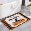 Diatomaceous Earth Bath Rug Bathtub Mat, Happy Halloween Pumpkin Bat Orange Black Buffalo Plaid Quick Dry Non-Slip Diatomite Mud Bathroom Floor Rugs for Bath Tub Kitchen Absorbent Pad, 16x24 Inch view 1