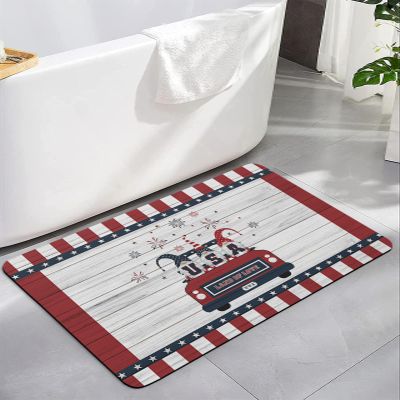 YESOF66 Diatomaceous Earth Bath Rug Bathtub Mat, Independence Day USA Land of Love Car Quick Dry Non-Slip Diatomite Mud Bathroom Floor Rugs for Bath Tub Kitchen Absorbent Pad, 20x31.5 Inch