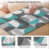 Abstract Aqua Bath Mat for Tub,Non Slip Bathroom Floor Runner Rug Quick Dry & Absorbent Diatomaceous Earth Shower Sink Bedroom Kitchen Living Room Washable Doormat,Modern Grey White Geometric 24"x36" view 3