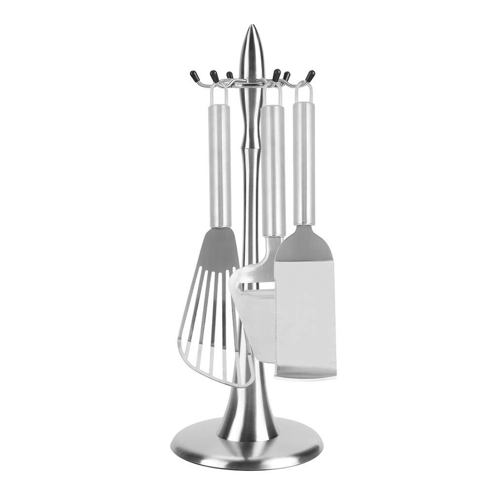 Kitchen Countertop Utensil Holder,Kitchen Utensil Crock,Stainless Steel Cooking Utensil Stand Kitchenware Spatula Scoop Spoon Rotating Storage Rack 6.7 x 6.7 x 17.7 inch