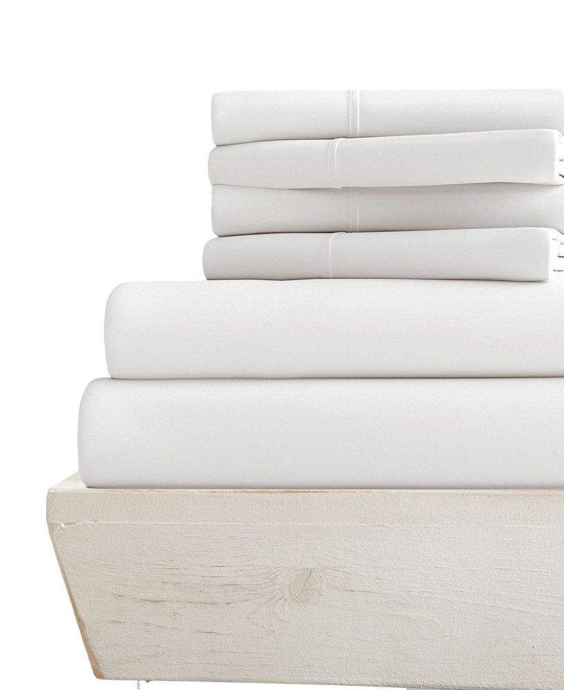 Thraed-Spraed 6-PC Giza Sheet Set - 1000-Thread-Count 100% Giza Egyptian Cotton - 1 Fitted, 1 Flat, 4 Pillowcases Soft Long Staple Cotton 1000TC, Fit Upto 28" Deep Pockets - Queen-XL, White