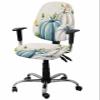 Thanksgiving Office Chair Cover Stretchable Computer Chair Seat Cover Backrest Slipcovers, Fall Teal Beige Pumpkin Eucalyptus Leaves Stretchable Rotating Desk Chair Seat Cushion Split Protectors view 1