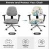 Thanksgiving Office Chair Cover Stretchable Computer Chair Seat Cover Backrest Slipcovers, Fall Teal Beige Pumpkin Eucalyptus Leaves Stretchable Rotating Desk Chair Seat Cushion Split Protectors view 4