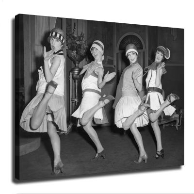 1920s Flapper Girls Charleston Dancing Poster Canvas Painting Wall Art Picture Gift Bedroom Home Aesthetic Decoration (Framed,1620inch)