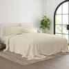 6-PC Giza Sheet Set - 1000-Thread-Count 100% Giza Egyptian Cotton - 1 Fitted, 1 Flat, 4 Pillowcases Soft Long Staple Cotton 1000TC, Fit Upto 15" Deep Pockets - Short Queen, Ivory view 3