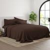 6-PC Giza Sheet Set - 1000-Thread-Count 100% Giza Egyptian Cotton - 1 Fitted, 1 Flat, 4 Pillowcases Soft Long Staple Cotton 1000TC, Fit Upto 28" Deep Pockets - Short King, Chocolate view 3
