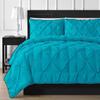 AnexLinen 5 PCS Pinch Pleated Comforter Set-Extra Long Quilted for Palatial King (116x98) Size | Turquoise Pin Tuck Duvet Insert with Corner Tabs Fill 500 GSM 100% Egyptian Cotton Quilt Set view 1