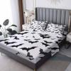 GEDAEUBA Bat Sheets Twin XL Size - Halloween Bed Sheets for Kids Boys Girls, Black and White Sheet Set, Soft Microfiber & Deep Pocket & Wrinkle Free Fitted Sheet, Flat Sheet and Pillow Case view 1