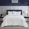 DaisyHuang Botanical Oversized Bedspread Queen Size - Leaves Pattern Stitching Quilt Set - Elegant & Fresh Style Bedding Coverlets, Reversible, Lightweight, 5 Piece, White view 1