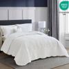 DaisyHuang Botanical Oversized Bedspread Queen Size - Leaves Pattern Stitching Quilt Set - Elegant & Fresh Style Bedding Coverlets, Reversible, Lightweight, 5 Piece, White view 2