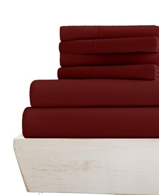 6-PC Giza Sheet Set - 1000-Thread-Count 100% Giza Egyptian Cotton - 1 Fitted, 1 Flat, 4 Pillowcases Soft Long Staple Cotton 1000TC, Fit Upto 28" Deep Pockets - Queen, Burgundy