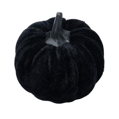 AvoDovA Halloween Decoration, Mini Velvet Pumpkins Decor,Fall Farmhouse Harvest Small Pumpkins,Thanksgiving Day Decor (Black, 3.94inch)