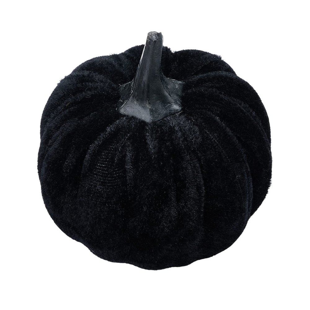 AvoDovA Halloween Decoration, Mini Velvet Pumpkins Decor,Fall Farmhouse Harvest Small Pumpkins,Thanksgiving Day Decor (Black, 3.94inch)