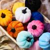 AvoDovA Halloween Decoration, Mini Velvet Pumpkins Decor,Fall Farmhouse Harvest Small Pumpkins,Thanksgiving Day Decor (Black, 3.94inch) view 2