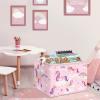 Clastyle Adorable Pink Unicorns Shelf Basket for Kid Cloud Heart Rainbow Baby Girls Gift Basket Rectangle Clothes Books Toy Storage Cube, 36L view 2