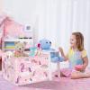 Clastyle Adorable Pink Unicorns Shelf Basket for Kid Cloud Heart Rainbow Baby Girls Gift Basket Rectangle Clothes Books Toy Storage Cube, 36L view 3