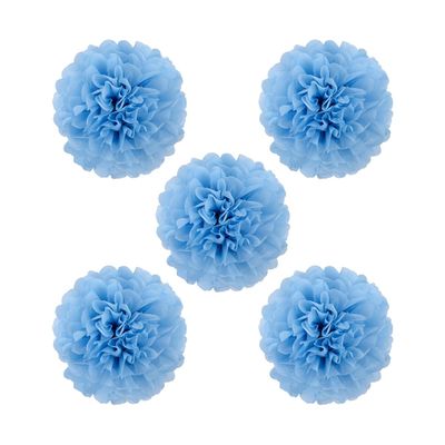 homeemoh Tissue Paper Pom Poms 5pcs 6 Inch Handmade Hanging Tissue Flowers Paper Pompoms Decorations for Birthday Baby Shower Wedding Party (Pale Blue)