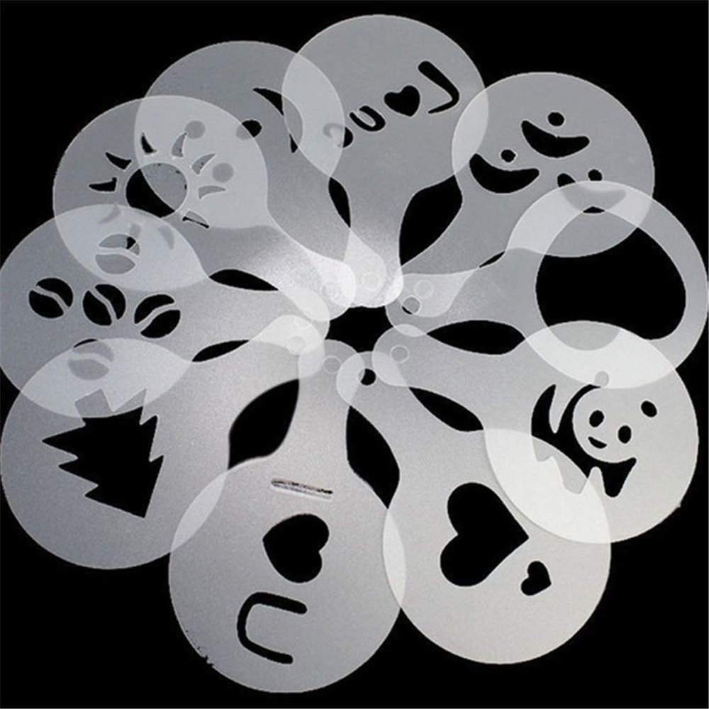 16PCS Coffee Decorating Stencils, DIY Decorating Coffee Printing Spray Stencils for Decorating Oatmeal Cupcakes (As Shown)