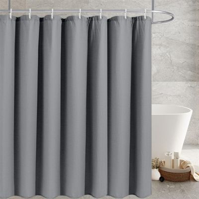 Lifup Fabric Shower Curtain,Heavy Duty Thick Shower Curtains for Bathroom,Waffle Modern Decorative Bath Curtain, Waterproof Shower Curtains for Bathroom Grey 71" W x 94" H