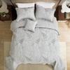 DaisyHuang Botanical Oversized Bedspread King Size - Leaves Pattern Stitching Quilt Set - Elegant & Fresh Style Bedding Coverlets, Reversible, Lightweight, 5 Piece, Grey view 3