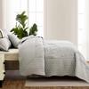 DaisyHuang Botanical Oversized Bedspread King Size - Leaves Pattern Stitching Quilt Set - Elegant & Fresh Style Bedding Coverlets, Reversible, Lightweight, 5 Piece, Grey view 4