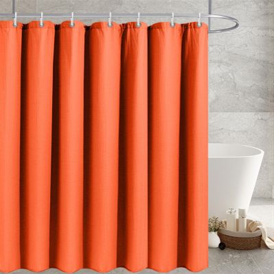 Lifup Fabric Shower Curtain,Heavy Duty Thick Shower Curtains for Bathroom,Waffle Modern Decorative Bath Curtain, Waterproof Shower Curtains for Bathroom Orange 71" W x 87" H
