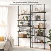ALLZONE 5 Tiers Narrow Bookshelf, Tall Adjustable Ladder Book Shelf with Open Storage, Floor to Ceiling Tension Mount, Wooden Industrial Bookcase for Living Room, 92 to 116 Inch, Brown view 2