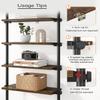 ALLZONE 5 Tiers Narrow Bookshelf, Tall Adjustable Ladder Book Shelf with Open Storage, Floor to Ceiling Tension Mount, Wooden Industrial Bookcase for Living Room, 92 to 116 Inch, Brown view 3