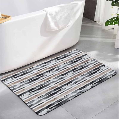 Gsypo Bath Mat Rug 16x24, Gray Camouflage Gradient Mottled Retro Watercolor Soft Non-Slip Rubber Suede Bath Mats, Quick Dry Super Absorbent Washable Bathroom Rug Mat for Bathtub, Shower and Sink