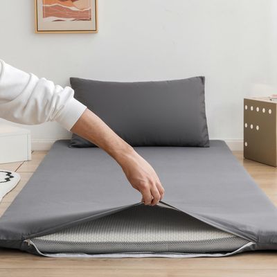 Solid Color Futon Mattress Cover,Full Size Washable Zipper Floor Mattress Cover Cotton for Dust Protection,Soft Sleeping Mat Protective Cover,Dark Gray,Twin/90x200cm