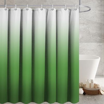 Lifup Fabric Shower Curtain,Heavy Duty Thick Shower Curtains for Bathroom,Waffle Modern Decorative Bath Curtain, Waterproof Shower Curtains for Bathroom Green Gradient 71" W x 87" H