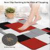 Bath Mat Rug 20x32, Abstract Art Patchwork Red Black and Grey Soft Non-Slip Rubber Suede Bath Mats, Quick Dry Super Absorbent Washable Bathroom Rug Mat for Bathtub, Shower and Sink view 4