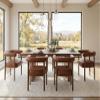 RIVOVA PU Leather Dining Chairs Set of 6, Modern Upholstered Dining Chairs, Curved Backrest Kitchen Dining Room Chairs Accent Chairs Arm Chairs with Natural Wood Legs, Brown view 1
