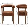 RIVOVA PU Leather Dining Chairs Set of 6, Modern Upholstered Dining Chairs, Curved Backrest Kitchen Dining Room Chairs Accent Chairs Arm Chairs with Natural Wood Legs, Brown view 2