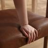 RIVOVA PU Leather Dining Chairs Set of 6, Modern Upholstered Dining Chairs, Curved Backrest Kitchen Dining Room Chairs Accent Chairs Arm Chairs with Natural Wood Legs, Brown view 4