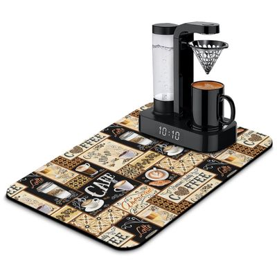 Fun Coffee Mat 23inx15in,Coffee Bar Mat for Countertops,Absorbent Hide Stain Anti-Slip Coffee Bar Accessories Fit Under Coffee Machine Mat,dish Drying Mats for Kitchen