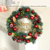 belupai Artificial Christmas Teardrop Swag, Pine Needle Red Candy Christmas Garland Winter Upside Down Wreath Holiday Swag with Balls for Indoor Outdoor Wall Door Hanging Decor view 3
