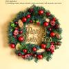 belupai Artificial Christmas Teardrop Swag, Pine Needle Red Candy Christmas Garland Winter Upside Down Wreath Holiday Swag with Balls for Indoor Outdoor Wall Door Hanging Decor view 4