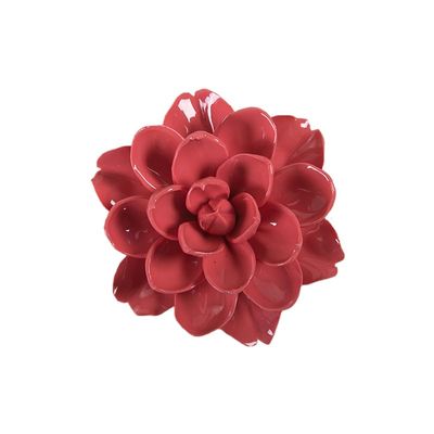 AMERRY Ceramic Flower Wall Art Handmade Porcelain Flower Decoration for Home Office Decor (Red,Herba Saussureae Involucratae, 3.94")