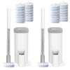 oshang Disposable Toilet Brush 2 Pack- Toilet Bowl Cleaner, Toilet Cleaning Supplies, Toilet Brush with Holder, 28 Refills for Deep Cleaning and Hygienic Bathroom Maintenance view 1