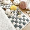 Yoovat Funny Pet Couch Covers for Sofa Plush Checker Plaid Sofa Covers for Pets Washable 3 Cushion Couch Sofa Mat Friendly (Cream Blue, 60x160 cm/23.6x63 in) view 1