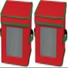 Household Essentials 532RED Holiday China Dinnerware Storage for Dessert Plates or Bowls | Removable Lid | Red Canvas with Green Trim, 1 Count (Pack of 2), Red & Green view 1
