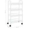 vidaXL 4-Tier Kitchen Trolley in White - Durable Iron Construction, Mobile Storage Cart with 4 Removable Mesh Baskets, Ideal for Kitchen, Bathroom, Office view 3