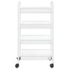 vidaXL 4-Tier Kitchen Trolley in White - Durable Iron Construction, Mobile Storage Cart with 4 Removable Mesh Baskets, Ideal for Kitchen, Bathroom, Office view 4