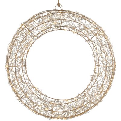 18" LED Lighted Gold Wire Wreath Outdoor Christmas Decoration