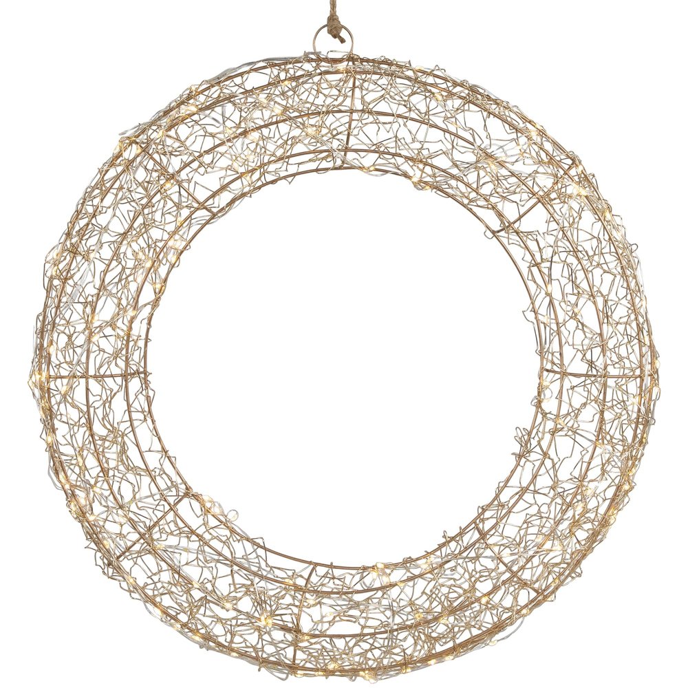 18" LED Lighted Gold Wire Wreath Outdoor Christmas Decoration