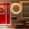 18" LED Lighted Gold Wire Wreath Outdoor Christmas Decoration view 2