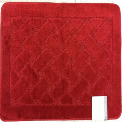 Basketweave Sculptured Bathroom Rug with Non Skid Back (Red, 18" x 30")